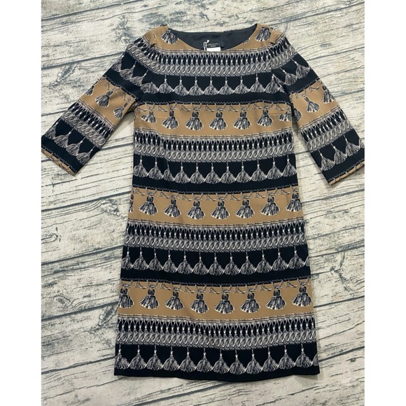 Max Mara Dresses & Skirts - Max Mara Weekend Size 2 Tassel Printed Colorblock 3/4 Sleeve‎ Shift Dress Short